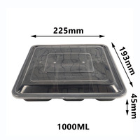 Récipient alimentaire étanche 5 compartiments, boîte à Bento jetable en plastique PP de qualité alimentaire avec couvercle, ml