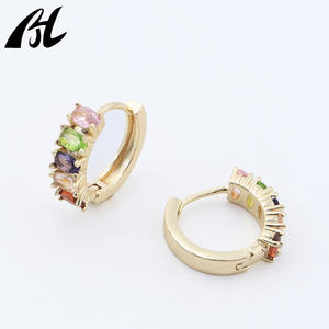 C-339,C-584 Trendy <strong>Gold</strong> <strong>Hoop</strong> <strong>Earrings</strong> For Women Colorful Gemstones Luxury Statement Drop <strong>Earrings</strong> Luxury Gift - Product Image 4