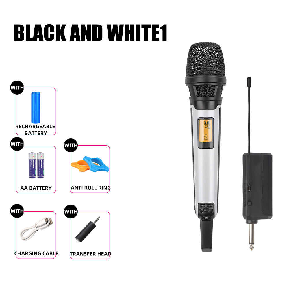 ไมโครโฟนตาข่ายสีดำหลอดสีขาวหนึ่งลาก