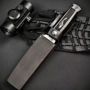 Cuchillo de Hoja Fija de Acero AUS-10 Estilo Japonés, Mango de Madera de Ébano con Incrustaciones de Pez Koi, Cuchillo de Caza y Supervivencia Hecho a Mano con Funda - Product Image 5