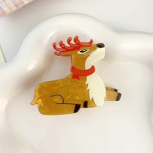 Creative Elk et Chiot Acrylique Cheveux Griffes Mignon Dessin Animé Noël Épingle À Cheveux Doux Nouvel An Idée Cadeau - Product Image 4