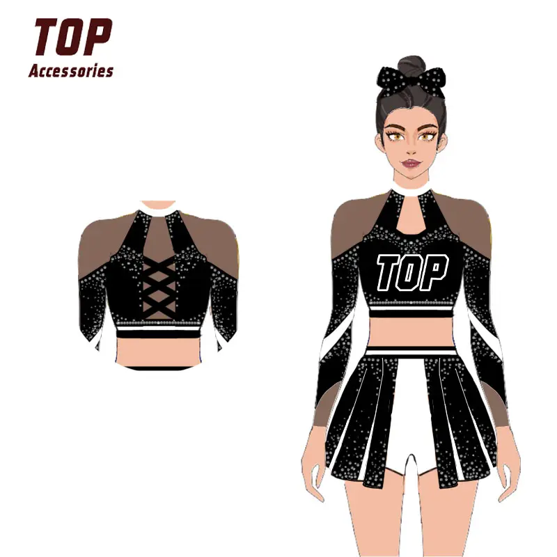 2024 Novo Design Cheerleading Prática Desgaste Personalizado Cheer Top E Curto Venda Quente Cheerleading Uniformes