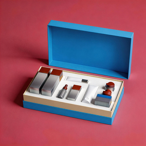 Boîte d'emballage cadeau pour soins de la peau bleue faite à la main avec logo, boîte d'emballage cosmétique personnalisée de luxe recyclable - Product Image 2