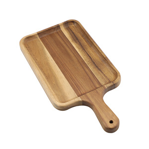Acacia Wood <b>Steak</b> <b>Plate</b> 18x36x2cm Rectangle With Handle For Party Serving - Product Image 2