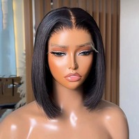 Pelucas Cortas Bob al por Mayor de Cabello Humano, con Encaje Frontal, Cutícula Alineada, Cabello Virgen Vietnamita Crudo, Liso Sedoso, para Mujeres Negras