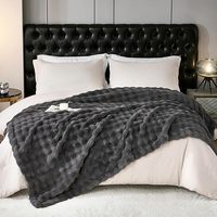 450gsm monocouche lapin fourrure couverture tissu multifonctionnel Super doux confortable moelleux couverture de lit pour lit canapé