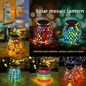 Lanterne à suspendre en mosaïque solaire, éclairage <span class=keywords><strong>de</strong></span> jardin étanche pour patio, chemin et cour, cadeaux <span class=keywords><strong>de</strong></span> Noël et d'Halloween - Product Image 2