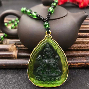 Dragon <span class=keywords><strong>chinois</strong></span> zodiaque <span class=keywords><strong>poisson</strong></span> <span class=keywords><strong>rouge</strong></span> bouddha religieux plaqué or couleur pendentif sculpté fleur dieux sculpter Statue collier de perles - Product Image 4