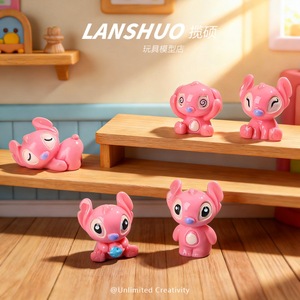 Figurine Lanshuo Pink Stitch en résine, forme animale, décoration d'intérieur, ornement de bureau - Product Image 4