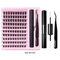 Cils en grappe en gros font label privé D Curl Cluster bricolage Extensions de cils plateau Kit de cils en éventail individuel