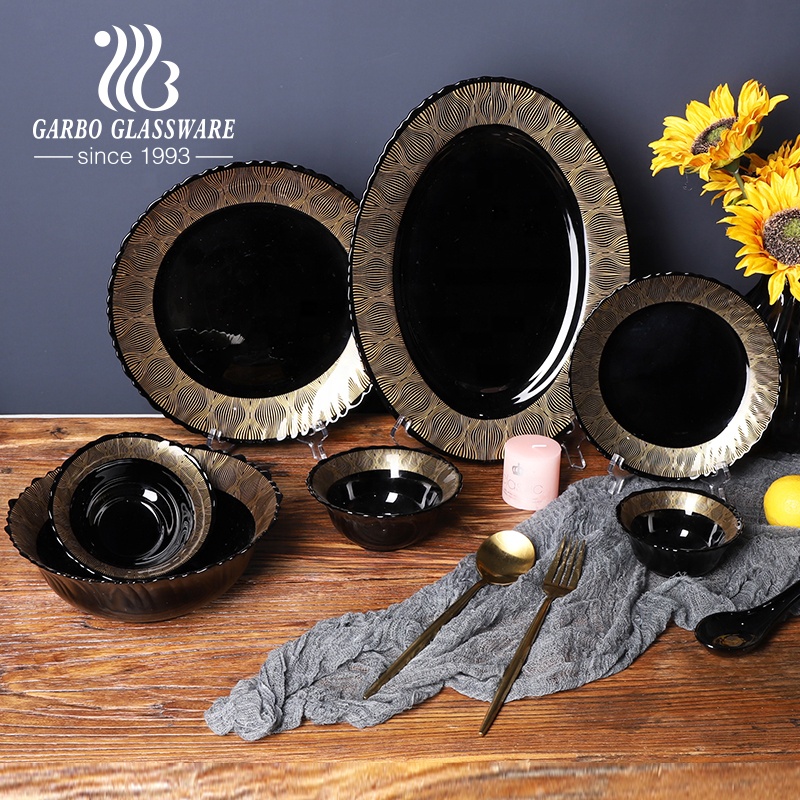 Best Selling Indian Dinner Sets Elegant Gold Inlay Ceramic Metal