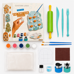 Kit Artigianale in Argilla OEM Tic Tac Toe con 6 Colori per Bambini, Attività Senza Schermo per lo Sviluppo delle Abilità Motorie Fini - Product Image 1