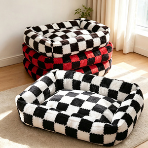 Custom Chessboard Square Soft Pet <b>Bed</b> Large Deep Sleep Cat House Dog Nest Winter Warm Pet <b>Pad</b> For Indoor Dogs Cats - Product Image 4