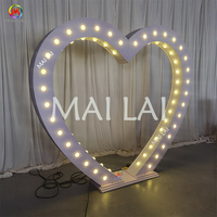 Arche en PVC en forme de cœur, blanche, éclairage LED 3D, accessoires de scène pour mariage, location de scène