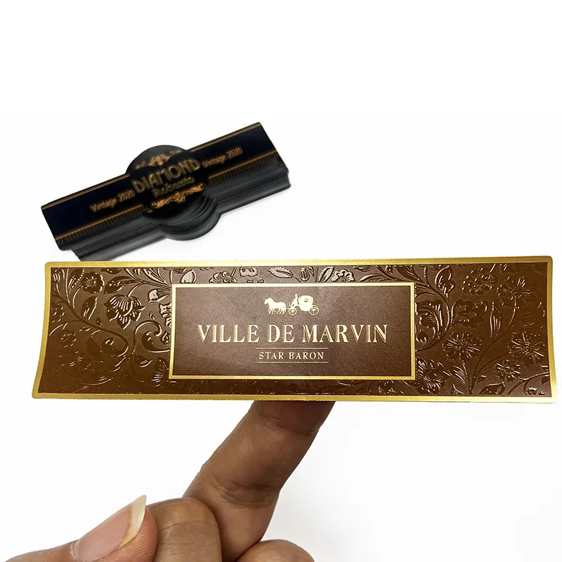 Impression personnalisée de luxe, feuille d'or, gaufrage de bande de cigare, étiquettes autocollantes, étiquettes de cigare