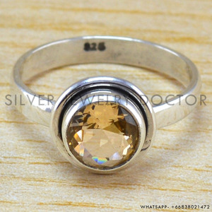 Citrine Gemstone 925 bagues en argent Sterling avec Design Original fait à la main bijoux fins personnalisés pour les femmes en gros en vrac - Product Image 2