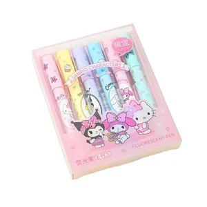 DOULUO Cute Lovely Kuromi Melody Ear Dog Purin Dog Pochacco Highlighter Pen High Beauty Color Pen Multifunctional Highlighter Pe