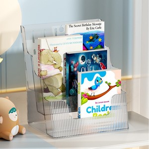 Organisateur de magazines de bureau à 4 niveaux, support de rangement transparent pour l'organisation du bureau et de la maison - Product Image 3