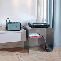 Table de chevet en acier inoxydable d'occasion, petite table d'appoint, meuble de rangement simple et moderne pour salon, aucun installation requise