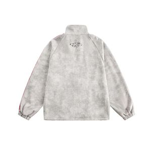 Giacca Oversize Vintage Streetwear Hip Hop Personalizzata con Zip e Grafica a Strisce Contrastanti, Cappotto Estetico Effetto Vissuto - Product Image 2