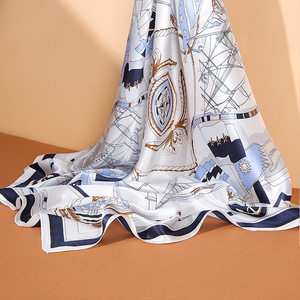 Écharpe carrée en soie de mûrier 100% pour femmes, protection solaire, 90x90cm, élégante, foulard, châle - Product Image 3