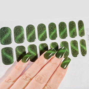 16 autocollants pour ongles en gel semi-durci effet œil de chat, auto-adhésifs, 3D, couverture complète, colorés, pour manucure en salon - Product Image 2