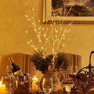 Lighted Artificial Golden <strong>Twig</strong> Tree Branch <strong>With</strong> Fairy <strong>Lights</strong> 100 LED Battery Operated Tree Lamp <strong>With</strong> Timer Holiday Lighting - Product Image 4
