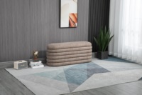 Banc de couloir, salon, chambre à coucher, moderne, long, grand, au design fluide, en tissu, avec repose-pieds, tabouret, siège, ottoman de rangement