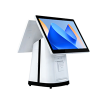 Terminal de point de vente LEILING à double écran tactile capacitif de 15,6 pouces, Intel I5, Windows, 8 Go de RAM/128 Go de stockage, Wi-Fi 6, Bluetooth, NFC, blanc