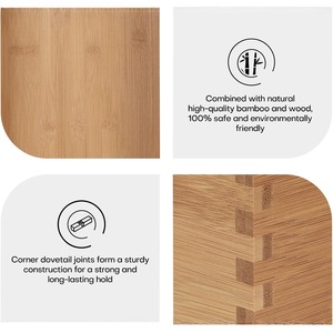 Caja de almacenamiento hueca de bambú, organizador de ropa rectangular sin tapa para el hogar, dormitorio, sala de estar, baño, cosméticos - Product Image 2