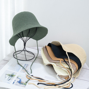 Sombrero de pescador Xia Ketie para mujer, transpirable, de algodón y lino, coleta pequeña de Color sólido, tejido, protector solar, lavabo, escena informal de verano - Product Image 3