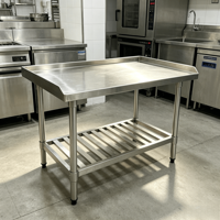 Plan de travail en acier inoxydable sur mesure avec étagère inférieure à 2 niveaux, table de rangement pour cuisine commerciale pour restaurant