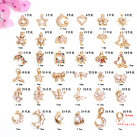 Breloques en or 14 carats plaqué or avec lettres de l'alphabet et zircon taille princesse pour la vente en gros aux enfants