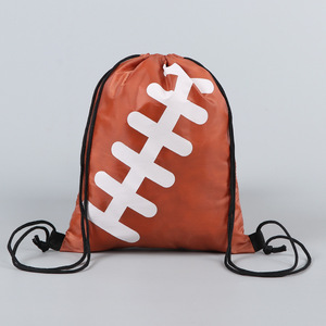 <b>Drawstring</b> <b>Backpack</b> Football Design Orange Unisex Portable Storage Bag for Kids Sports - Product Image 4