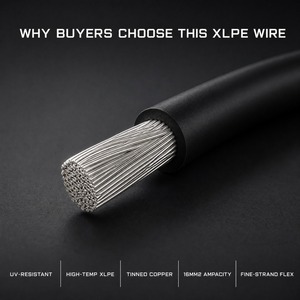 Cable de Cobre Estañado con Aislamiento XLPE de 6AWG 16mm2, Resistente a los Rayos UV, para Exteriores, para Baterías de RV, Caravanas, Sistemas Solares, Conexión CC, Alta Temperatura - Product Image 5
