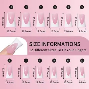 AILLSA OEM - <span class=keywords><strong>Uñas</strong></span> Acrílicas Hechas a Mano con Punta Francesa Cónica, Blancas, Cobertura Total, 120 Piezas/Caja con Pegamento - Product Image 5