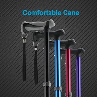 Canne quadruple en aluminium avec grande base, noire