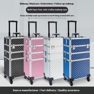3 in 1 Aluminium Makeup Trolley Large Vanity Beauty Case Trolley Cosmetic Organiser <b>Box</b> Bag Hairdressing Nail Art Salon - Product Image 6