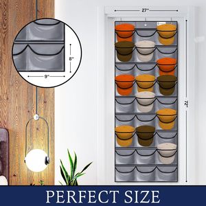 Organisateur de chapeaux à 27 poches, support de rangement transparent à suspendre sur la porte pour casquettes de baseball et vêtements - Product Image 2