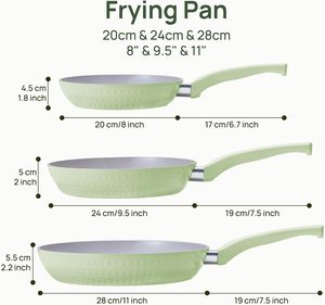 Batterie de 6 poêles à frire en aluminium antiadhésives, idéales pour cuisinières à gaz et à induction, finition martelée – Offre Spéciale - Product Image 2