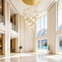 Lustre en verre en spirale, style luxueux, doré, avec longues suspensions, pour plafond haut, hall de villa, foyer à double hauteur