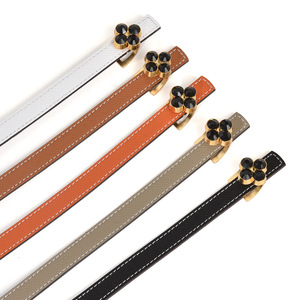 <span class=keywords><strong>Ceinture</strong></span> Fine Réversible Élégante et Simple pour Femme, Style Coréen, avec Boucle Trèfle à Quatre Feuilles en Cuir de Vachette, pour Robe ou Tailleur, Décorative et Ajustable à la Taille - Product Image 2