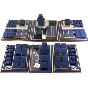 Newly Luxury Custom Microfiber Navy Blue Jewelry Display Sets for Earrings <b>Ring</b> <b>Necklace</b> Jewelry Display Stand Sets - Product Image 1