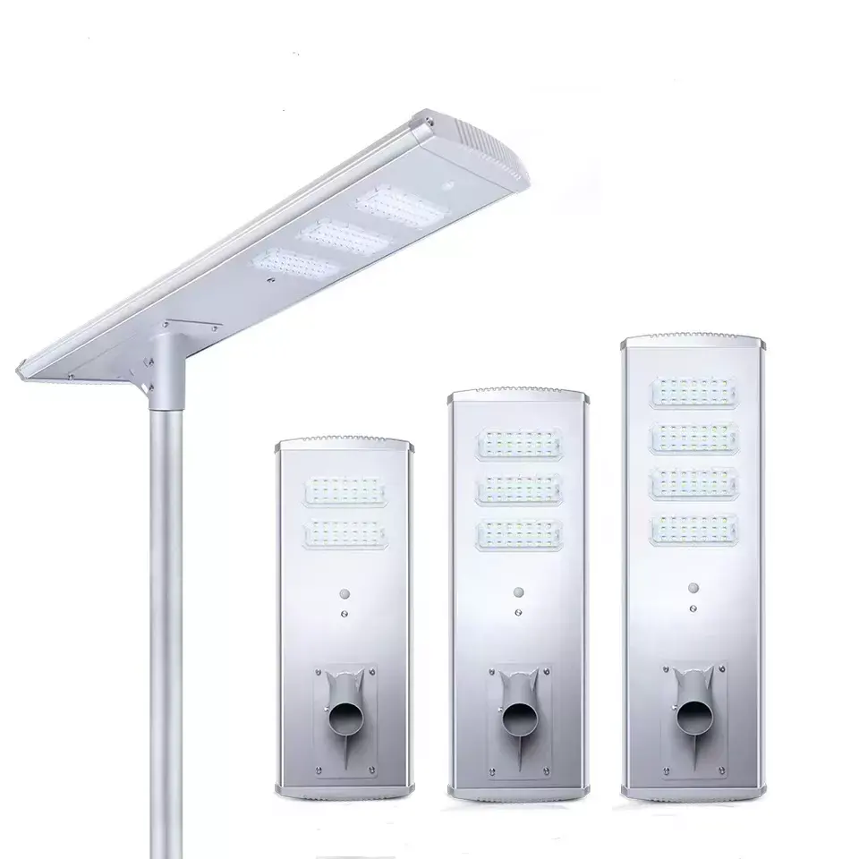 Farola LED Solar para exteriores IP65 impermeable todo en uno 100W 150W 200W aleación de aluminio blanco cálido jardín carretera aleación de aluminio