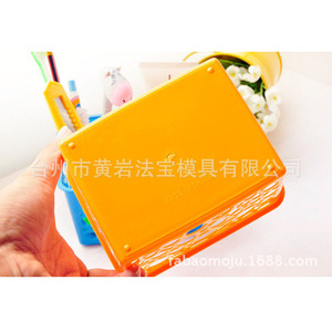 กล่องเก็บปากกาสีลูกกวาดขนาดเล็ก 14x8x11.3 ซม. ตะกร้าจัดระเบียบพลาสติกทรงสี่เหลี่ยมวางซ้อนกันได้ - Product Image 3
