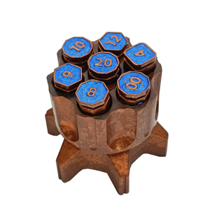 Feeron Revolver Cylinder Resin Dice Set - 7 pièces, bleu bronze, dés rotatifs en forme de balle, dés de D&D, gobelet à dés pour RPG, D20, jeux de société, collectionneurs - Product Image 1