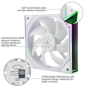 Ventilateur de boîtier Thermalright TL-M12 blanc 12 cm ARGB, nouveau modèle 2025, pour le refroidissement du boîtier d'ordinateu - Product Image 4