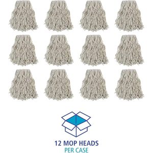Boardwalk BWKCM02024S # 24 cabezales de fregona de algodón con banda, mango rectangular ajustable, patrón triangular blanco para uso en suelos, 12 por caja - Product Image 2