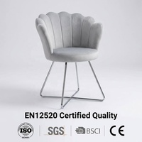 Sofá Individual de Lujo Ligero con Forma de Pétalo, Sillón de Terciopelo con Forma de Flor para Dormitorio y Sala de Estar