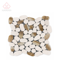Carrelage mosaïque en galets multicolores 305x305x8mm pour sol et mur de douche, antidérapant